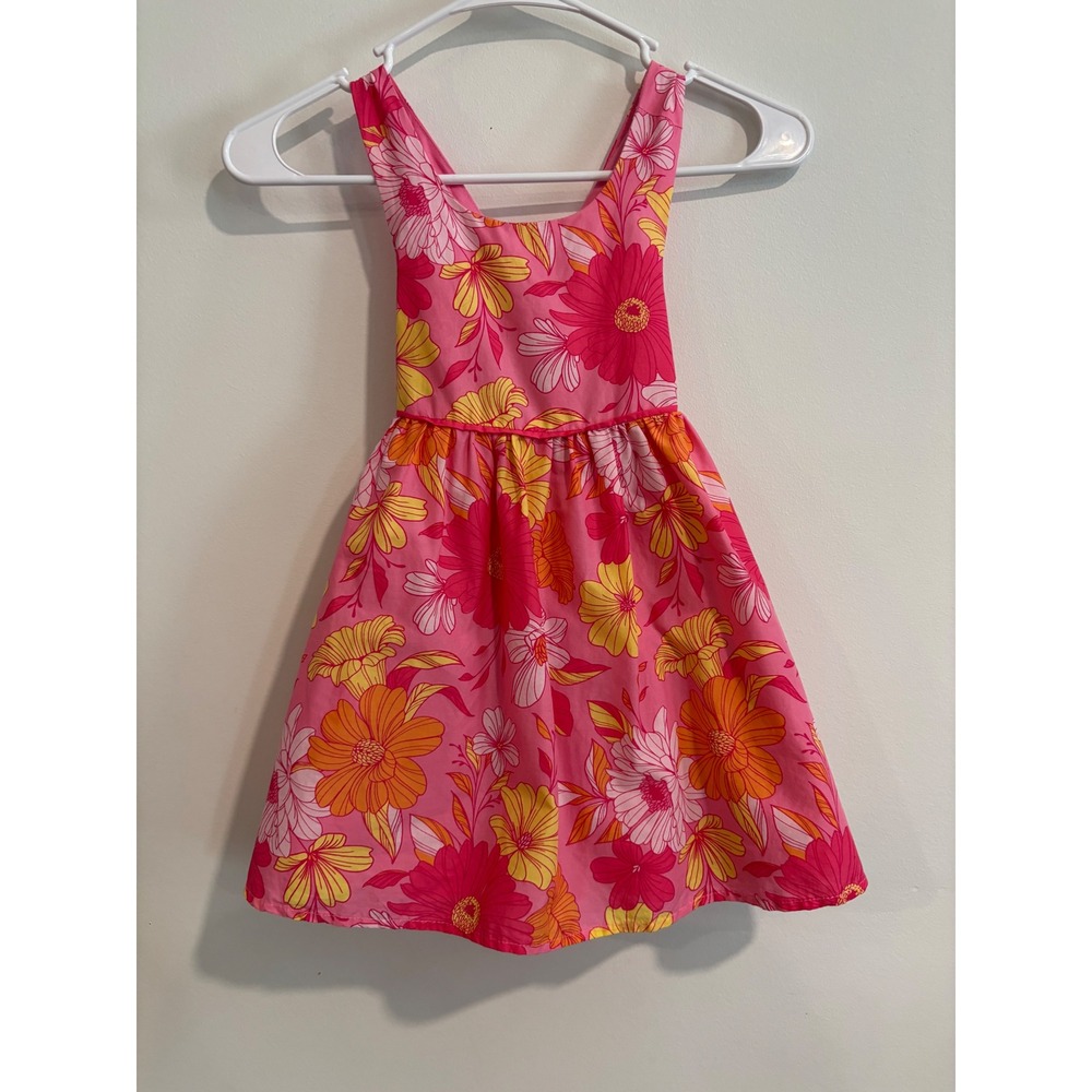 Cynthia Rowley Floral Crossback Sundress Girls 4 Pink Orange Tropical Dress